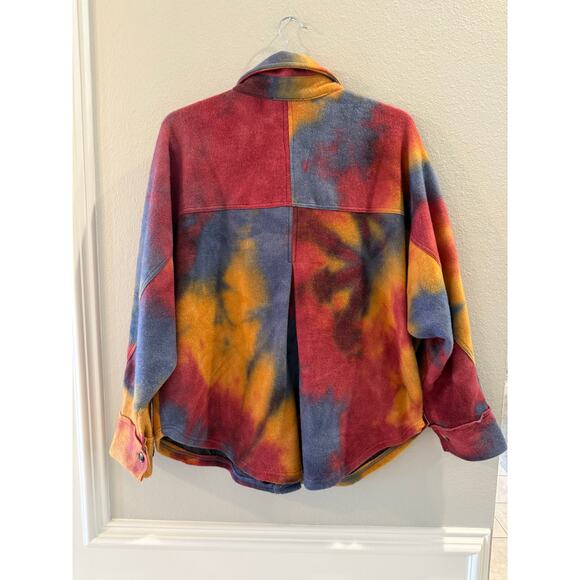 Easel Multicolor Tie Dye Jacket Shacket Size M Button Up Soft Felt Flannel - Picture 3 of 6